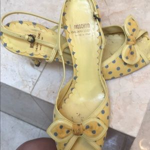 Moschino peep toe polkadot sling back shoe